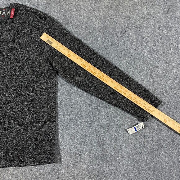 Van Heusen Flex Fleece Sweater Adult XL Classic Fit Heather Black Gray Static - Picture 9 of 15